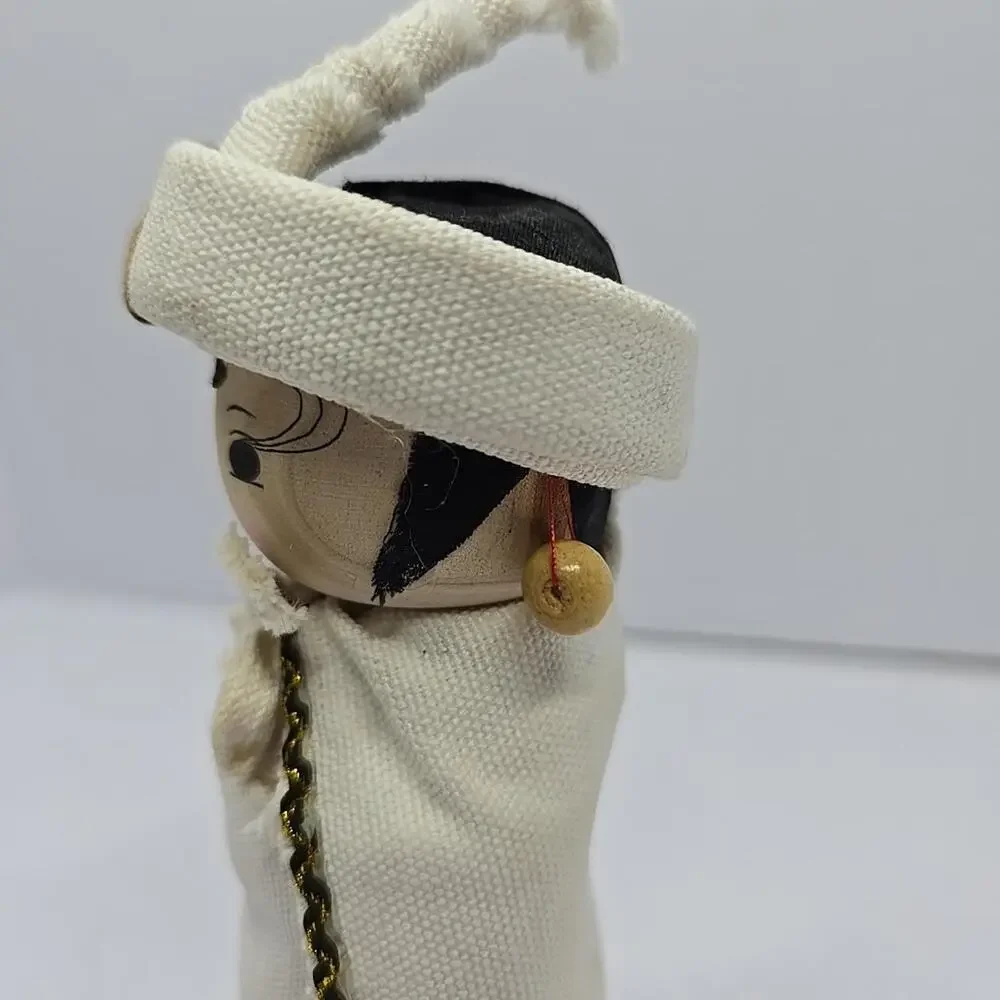 Chinese Ethnic 6" Wood Doll Hand Painted Figurine Traditional Detailed Costume - Picture 4 of 11